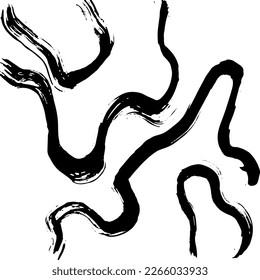 Dry Brush Wave Strokes Vector Grunge Set