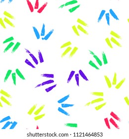 Dry brushes seamless pattern. Minimalistic creative trend abstract. Cheerful colors, spring or summer seasons. Kids simple background. Vector design for cover, print, textile or wrapp paper.