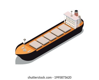 Dry Bulk Carrier Ship Isometric Icon 3d Vector Illustration