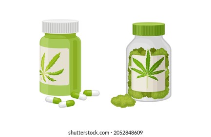 Dry Cannabis Plant Jar Label Capsule Stock Vector (Royalty Free ...