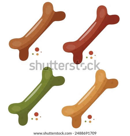 dry cat food granules in the shape of a bone, which means it is a food with a meat taste, for a variety of design, polyraffia or packaging