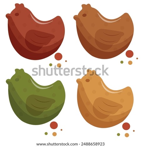 dry cat food pellets in the shape of chicken, which means it is a food with the taste of chicken, for a variety of design, printing or packaging