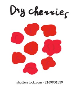 Dry cherries. Vector flat illustration.