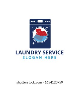 dry and clean laundry service vector logo design template