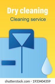 Dry cleaning brochure. Laundry service template. Flyer, magazine, poster, book cover, booklet. Ironing. Washer. Cleaning service infographic concept. Layout illustration page with icons