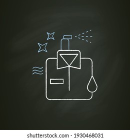 Dry cleaning chalk icon. Laundry service. Ironing. Washer. Using chemical solvent with water. Cleaning service concept. Isolated vector illustration on chalkboard