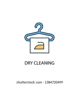 dry cleaning concept 2 colored line icon. Simple yellow and blue element illustration. dry cleaning concept outline symbol design
