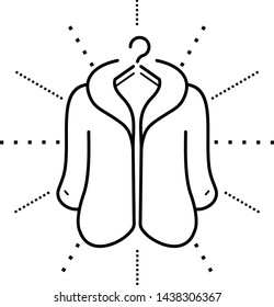 Dry Cleaning Concept: The Fur Coat Is Hanging On The Hangers