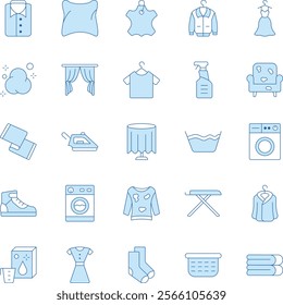 Dry cleaning duotone vector icons pack