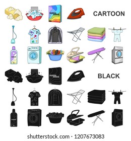 Dry cleaning equipment cartoon icons in set collection for design. Washing and ironing clothes vector symbol stock web illustration.