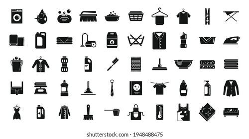 Dry cleaning icons set. Simple set of dry cleaning vector icons for web design on white background