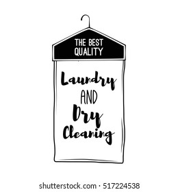 Dry cleaning label. Vector illustration. laundry clotrhes