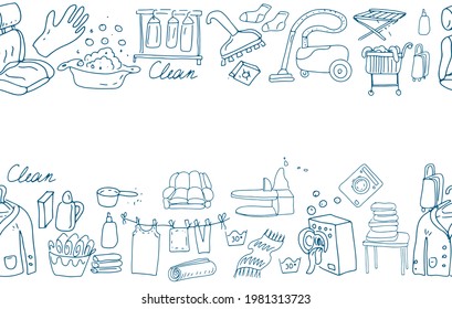 Dry cleaning  laundry service doodle sketch hand drawn illustration business card background card. Print paper textiles cleaning carpets of interiors auto window cleaning