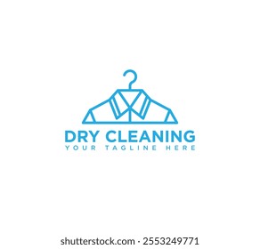 Dry cleaning laundry service and Hanger with bow tie Line Logo design, Vector illustration