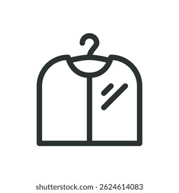 Dry cleaning line icon, clothes cover vector symbol with editable stroke