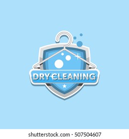 Dry cleaning logo emblem badge.