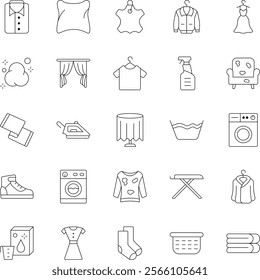 Dry cleaning outline vector icons pack