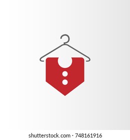 Dry cleaning service icon, simple fashion shop logo design in red color