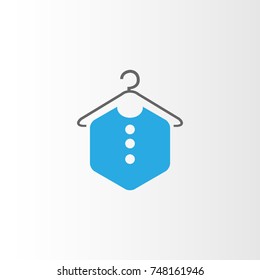Dry cleaning service icon, simple fashion shop logo design with hexagonal shape
