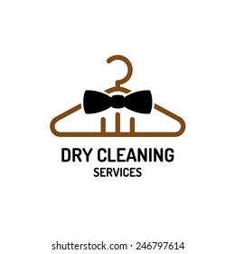 Dry cleaning service logo template. Hanger with bow tie concept.