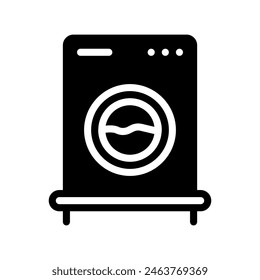 Dry cleaning solid icon. laundry machine symbol logo graphic design. Vector illustration.