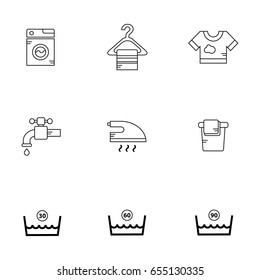 Dry cleaning and washing vector icon set 