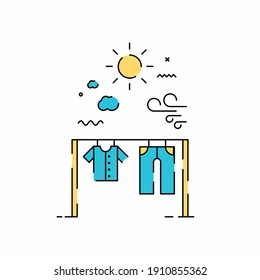 Dry clothes illustration. Easy to edit with vector file. Can use for your creative content. Especially about housewife life.