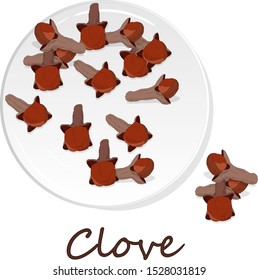 Dry cloves on white background. Vector illustration.
