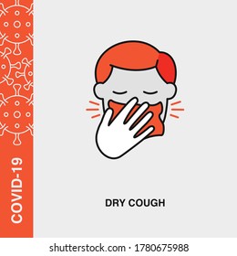 Dry Cough, Sneeze Colored Linear Icon on Isolated Background. COVID-19, Corona Virus, Infection Concept Icon.