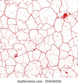 Dry Cracked Earth Overlay Vector Texture Red Color  For Your Design. EPS10 