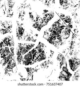 Dry Cracked Earth Overlay Vector Texture. Grunge distressed background For Your Design. EPS10 