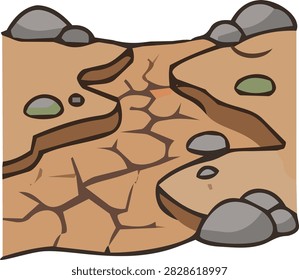 Dry Cracked Earth Path Canyon Desert Valley Vector Icon