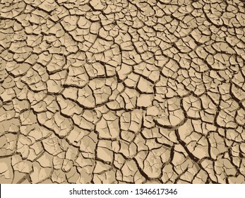 Dry, cracked earth. dry cracked soil texture and background, vector