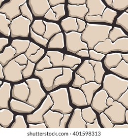 Dry cracked earth texture vector seamless pattern