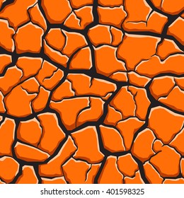 Dry cracked earth texture vector seamless pattern