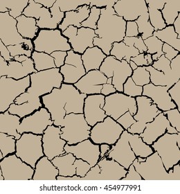 Dry cracked earth texture vector seamless pattern