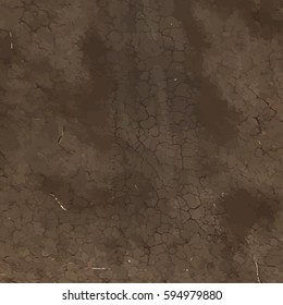 Dry Cracked Earth Texture. Vector Background