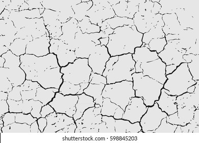 Dry cracked earth texture, vector background.
