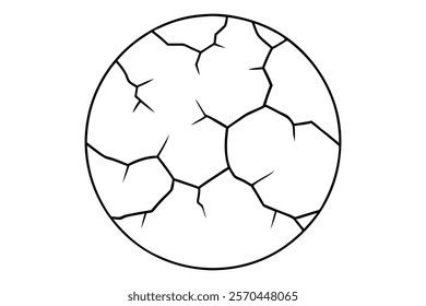 Dry cracked ground Surface crack sharp soil Broken glass effect Structure of cracks, Breaks land texture earthquake scratches isolated black and white vector silhouette 
