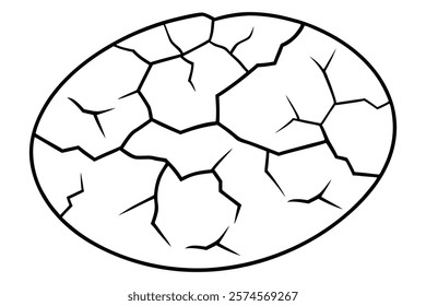 Dry cracked ground Surface crack sharp soil Broken glass effect Structure of cracks, Breaks land texture earthquake scratches isolated black and white vector silhouette 
