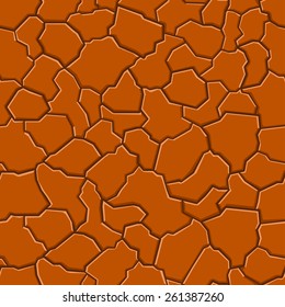 Dry cracked ground texture vector seamless pattern brown