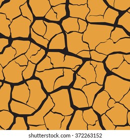Dry cracked ground texture, vector background, seamless pattern EPS8