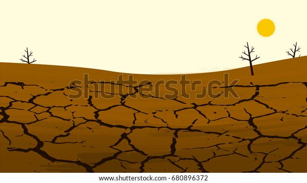 Dry cracked land in the farming field.
Rural landscape. Design elements for info graphic, websites and
print media. Vector
illustrations