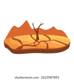 Dry cracked land suffering from drought with lonely dead tree is depicting global warming effect