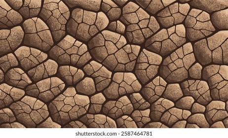 Dry Cracked Soil Texture with Parched Earth Surface in Natural Light