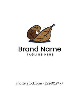 dry and crunchy leaf vector logo