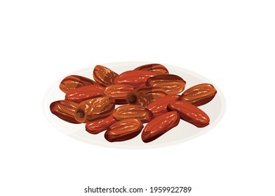 Dry dates date vector Illustration isolated on White Background