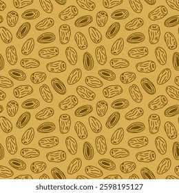 Dry dates pattern background. doodle dates pattern background. dates fruit illustration for packaging.