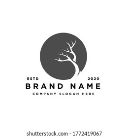 Dry dead tree logo design illustration vector