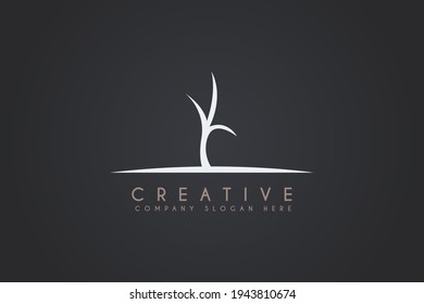 Dry Dead Tree Silhouette illustration logo design